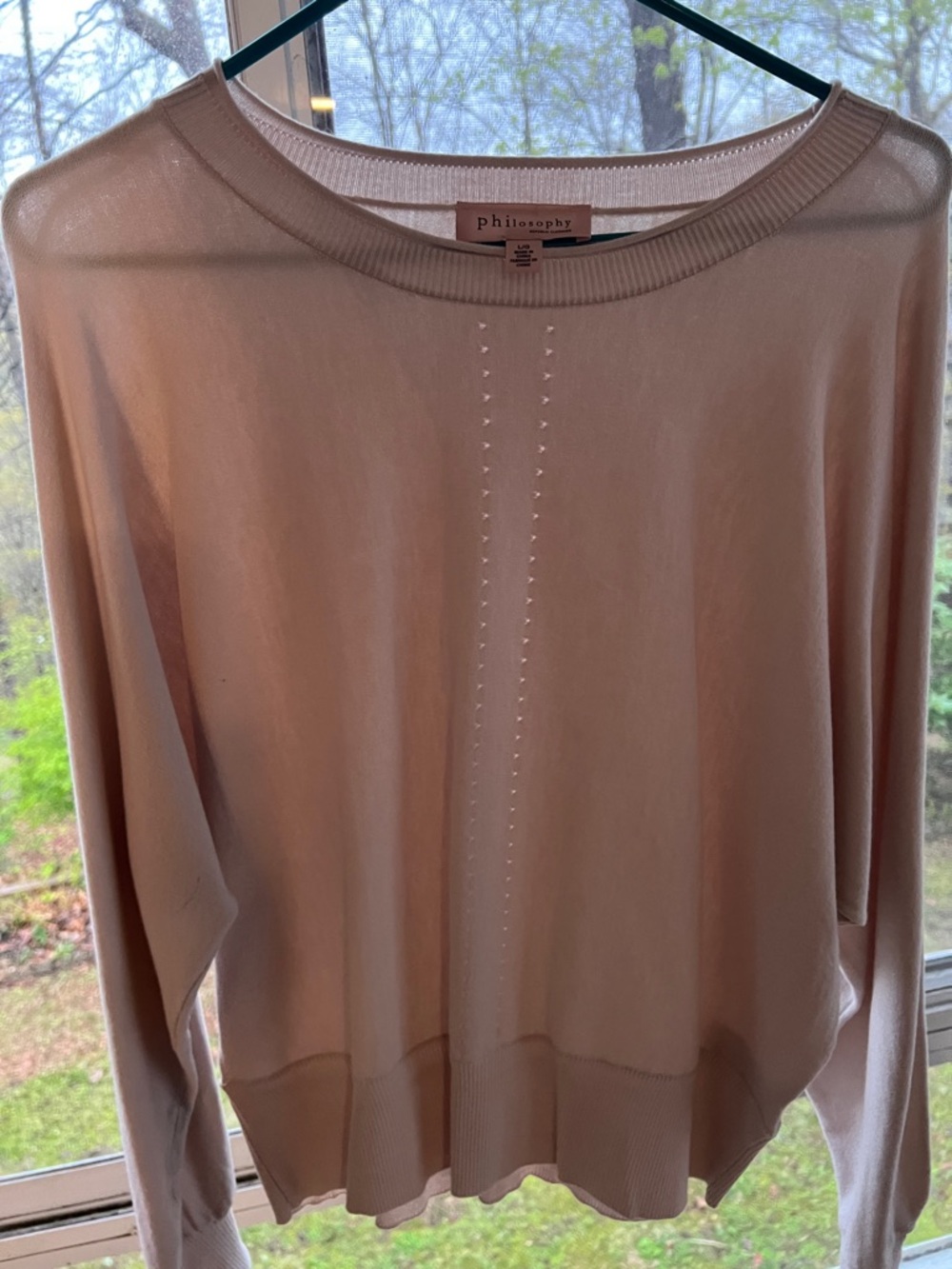Philosophy Cream Crewneck Sweater with Center Stitch Detail